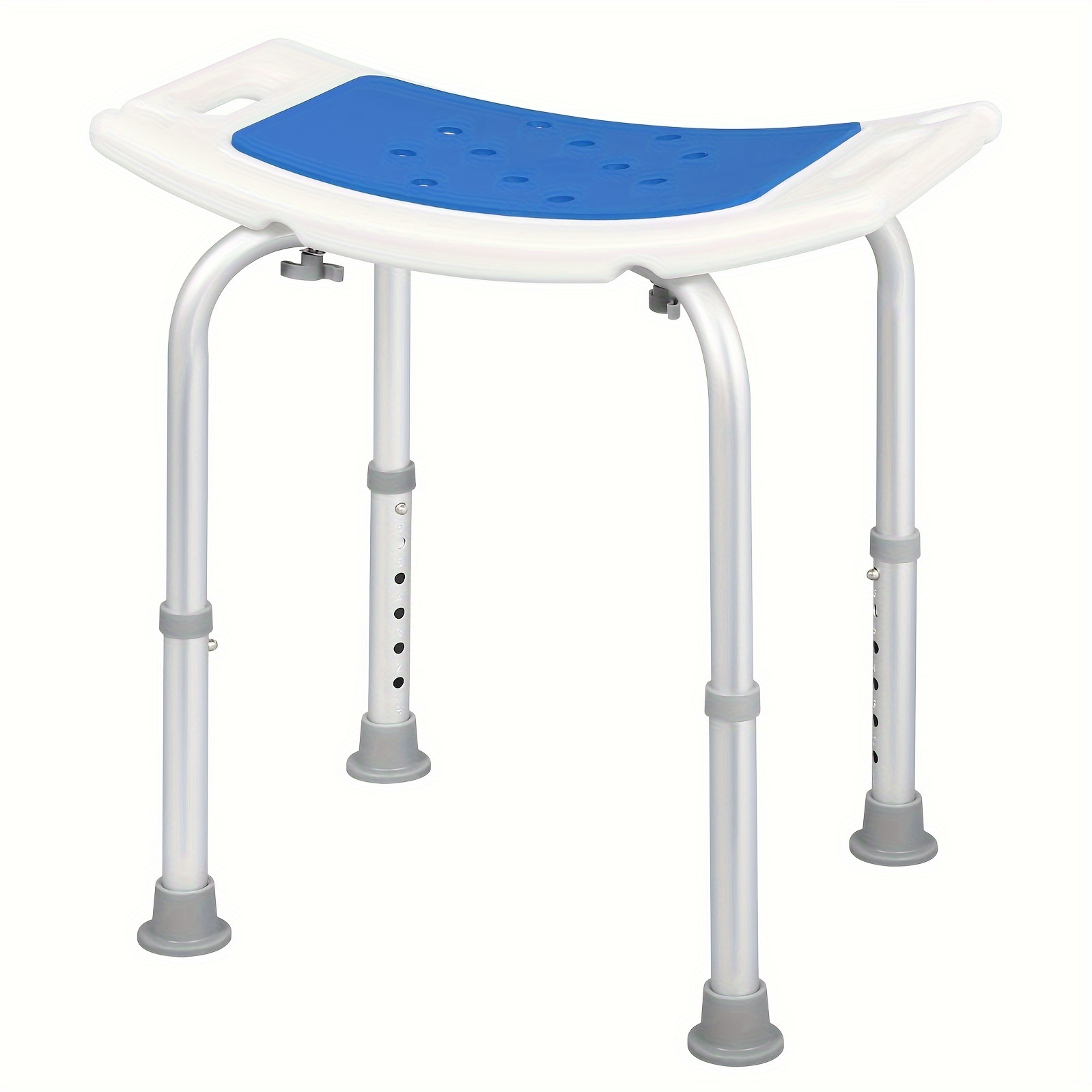 1pc Shower Chair, Shower Stool For The Elderly, With Armrests And Backrest, Height-adjustable , 40 Cm - 54 Cm, Non-slip Shower Seat, Bathroom Seat, Aluminium Composite, White Blue