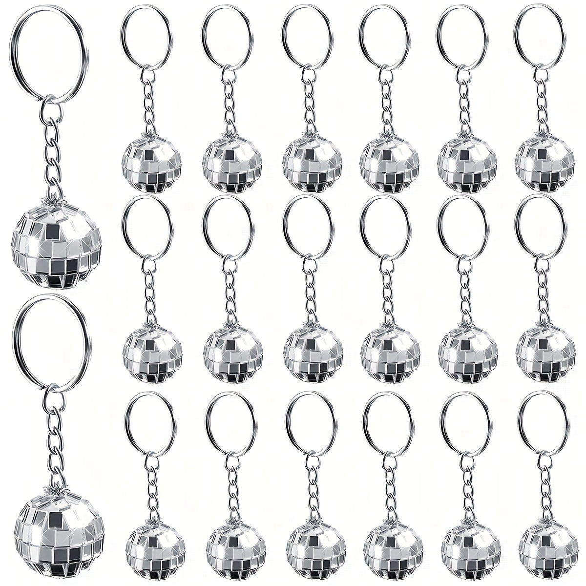 TEMU Gift For Her/him 20pcs Disco Ball Keychain, Mini Silvery Disco Ball Key Ring Party Favors Decorations For Chrimes Tree Bag Charms Christmas,