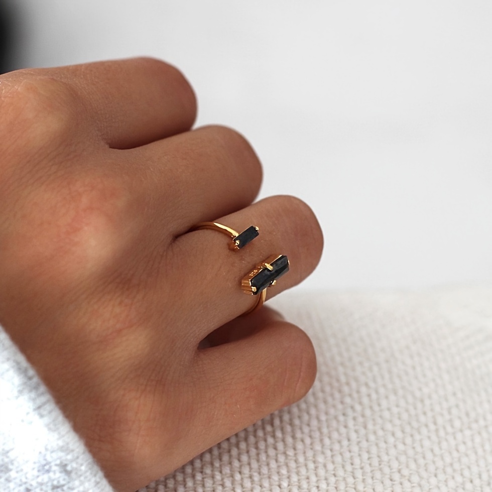 Natural Agate Open Ring Minimalist Retro Ring