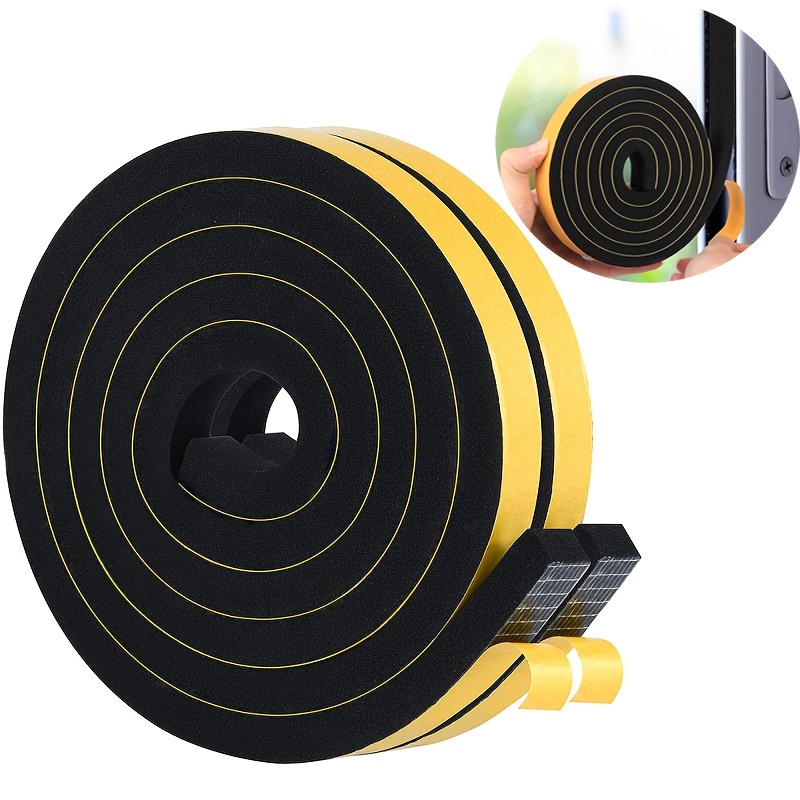 E-shop Schwarzes, wind- regenfestes, selbstklebendes Dichtungsband, 1/2 Rolle, 0,472 Zoll breit x 0,394 Zoll dick x 80,71 Fuß lang. Geeignet für Tür-
