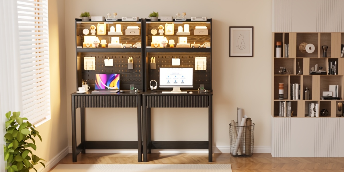 HWB Modern Computer Desk with Pegboard, 64