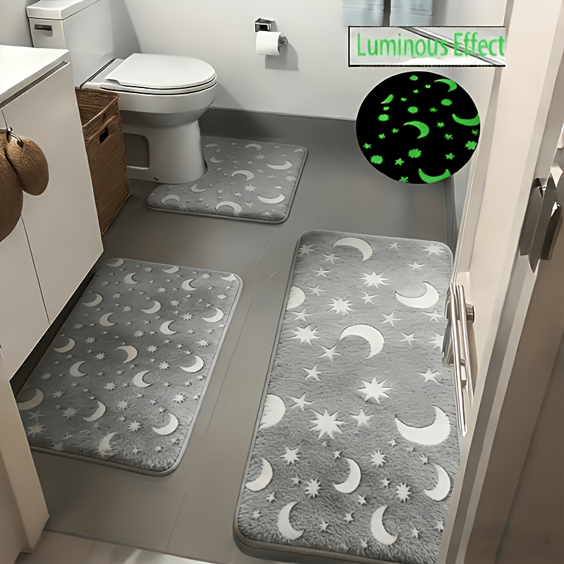 Image of -the-dark Bath Mat Set | Non-slip, Machine Washable, Soft And Comfortable, Suitable For Bathroom, Kitchen, Bedroom, And Laundry Room - , Rug, Luminous Bath Mat, Christmas Home Decor