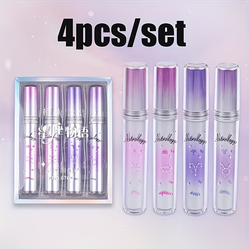 TEMU 4pcs/box, Zodiac Glitter Highlighters With Soft Tips, Student Markers, Colored Highlighters For Highlighting, Suitable For Office Use, Marking