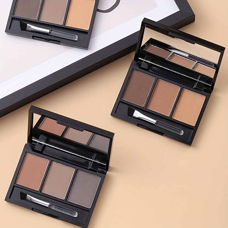 3 in 1 eyeshadow palette with built in   light to dark neutral shades dual ended brush creamy brow powder long lasting formula for all light beige types makeup palette eyeshadow     versatile makeup