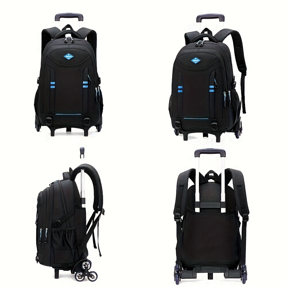 1pc Large Heavy-Duty 7.4gal Backpack with Detachable Wheel System & Convertible Cabin Luggage - Black Travel Bag, Adjustable Shoulder Straps & Multiple Compartments, Suitable For Business, Travel, Daily Commute, Backpack For Travel