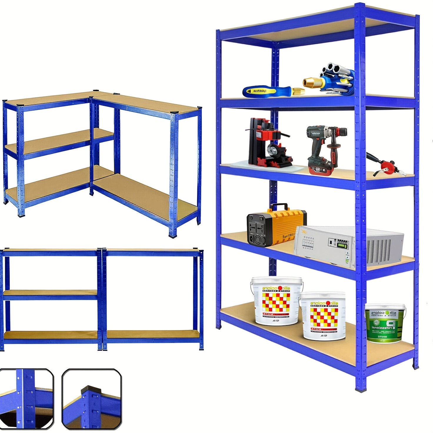 5-Tier Heavy-Duty Racking, Bolt-Free Industrial Storage Rack