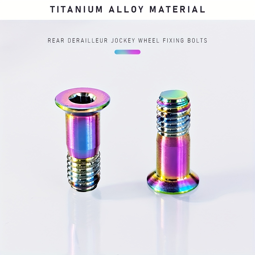 Image of M5 Titanium Alloy Bicycle Derailleur Wheel Screws - 2pcs, With Colors Of Iridescent, Golden, Silvery And Black, Lightweight And Durable For Mountain And Road Bikes