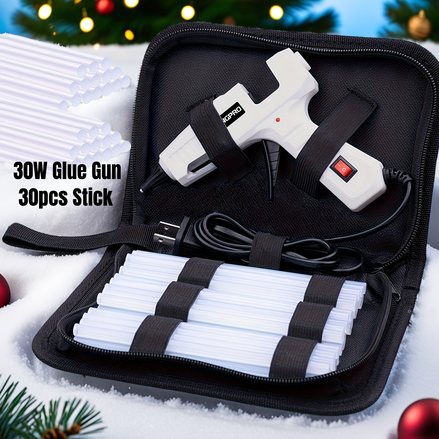 30W Hot Melt Glue Gun Kit with 30 Glue Sticks 0.27 x 5.9 in for Crafts, DIY, and Home Repairs, Multiple Color Options