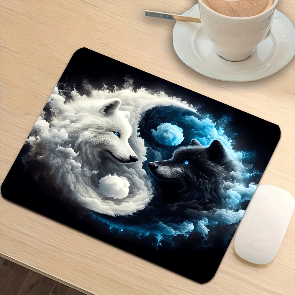 TEMU 1pc Alfombrilla de Ratón, Alfombrilla de Ratón Gaming Yin Yang Wolf Shadow, Adecuada para Suministros de Escritorio de Oficina, Escritorio de