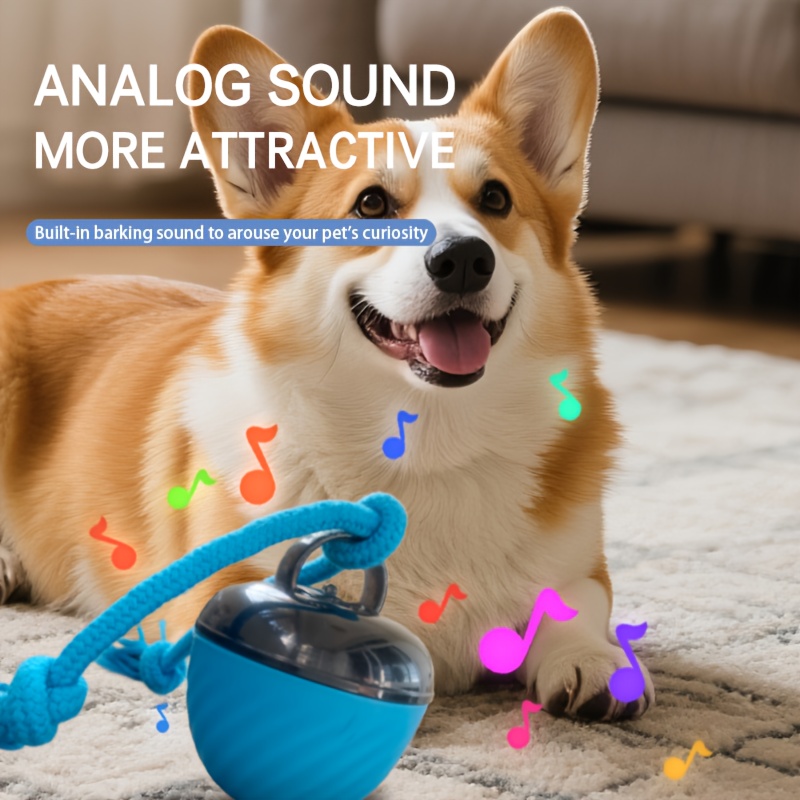 1 interactive ball toy sports bite resistant dog ball usb charging tail rope with barking indoor pet rolling game suitable for small medium sized dogs relieves boredom and stimulates chewing Product details 2