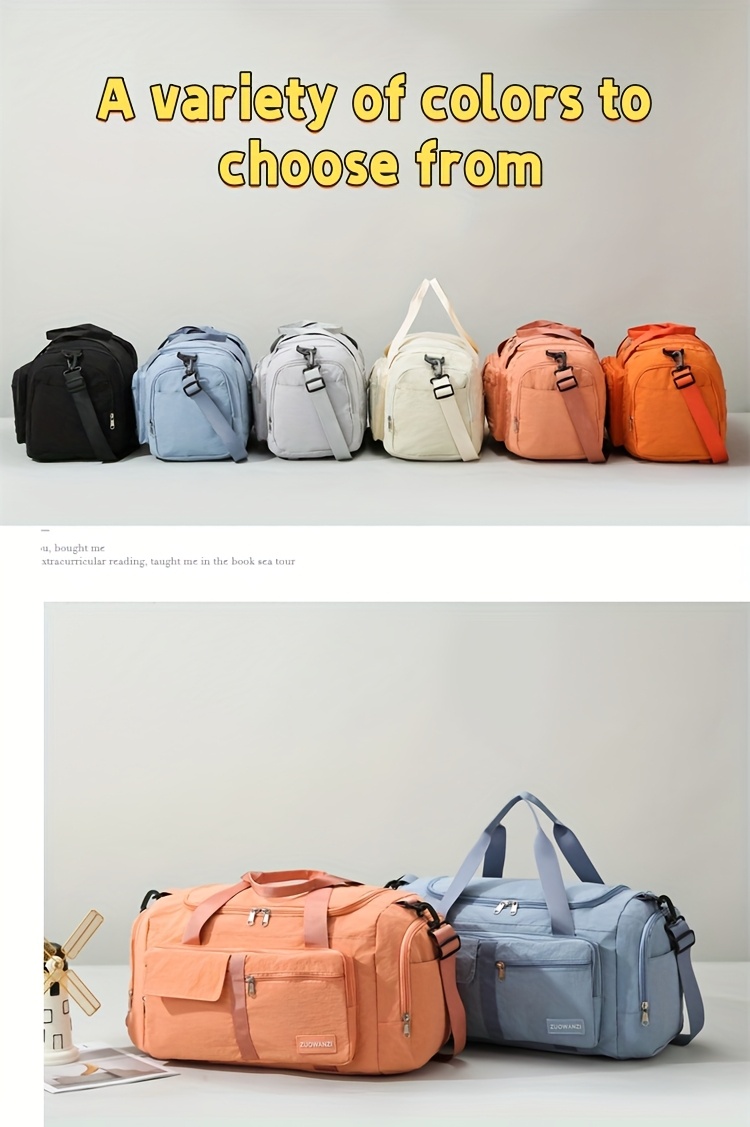 Bolsa de viaje de tres en uno 2025, Bolsa de equipaje, Separación seca y húmeda multifuncional de gran capacidad para viajes cortos, Bolsa de yoga, Puede ser atada a la maleta, Almacenamiento plegable, Compartimiento independiente para zapatos, Mochila transversal