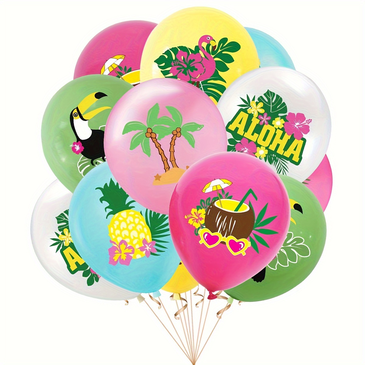 

Hawaiian Tropical Plant & Fruit Themed Balloon Set - Perfect For Summer Beach Parties, Birthdays & More - Latex, Multi-pack