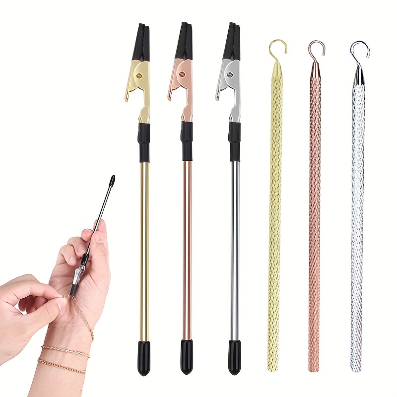 

2-pack Bracelet Fastening Assistance Tool - Metal Jewelry Clasp Helper For Putting On Bracelets, Necklaces & Watch Bands - Anti-slip Grip, Protective Bottom, Easy Thumb Operation