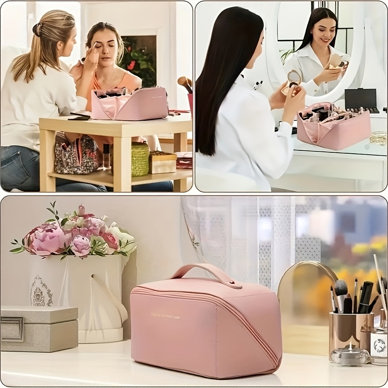 1pc fashionable multifunctional high end travel cosmetic bag large capacity womens makeup bag portable washbag cosmetics storage bag handheld cosmetic bag storage bag wash bag pu pillow case 5