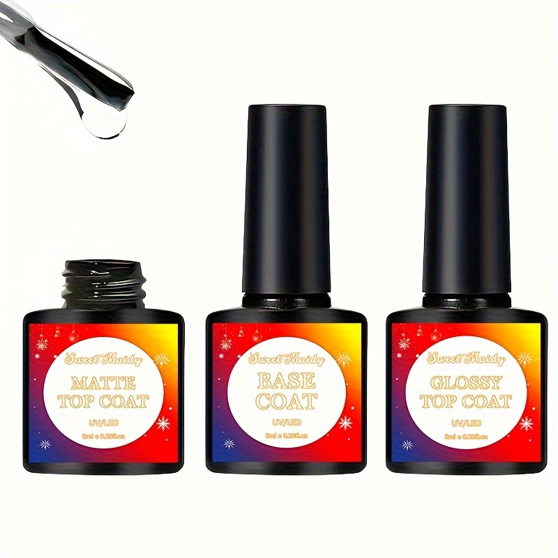 Gel Top Coat Matte Base Coat Set Gel Nail Polish No Wipe Gel - Temu