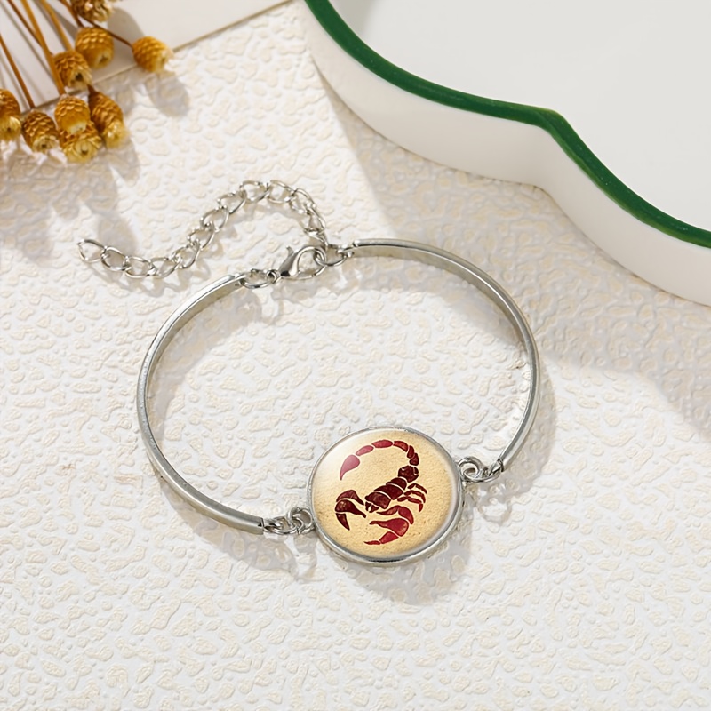 Adjustable Length White Glass Scorpion Design Bracelet