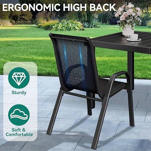 stackable patio dining set for 8 breathable outdoor dining set aluminum patio stackable patio chairs set all weather outdoor patio dining set for backyard deck porch black chairs only