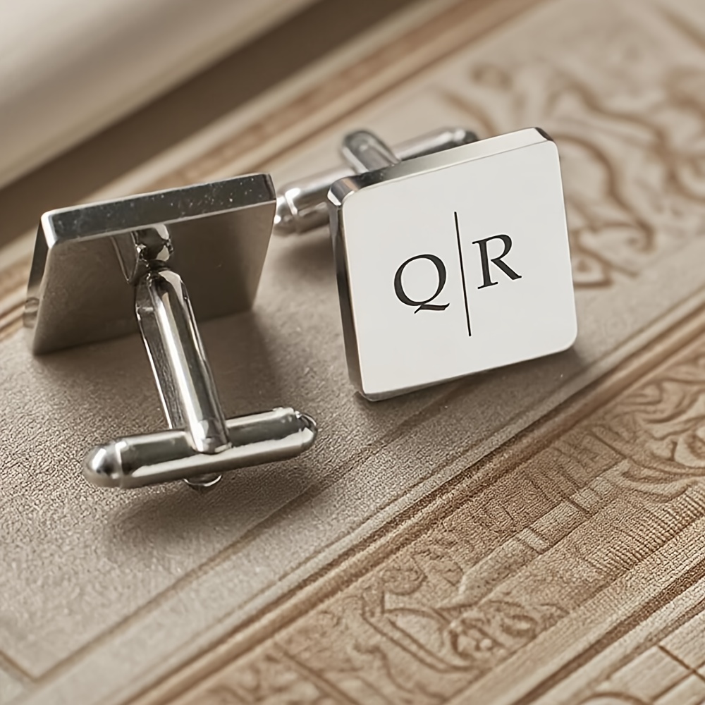 TEMU Custom Laser-engraved Square Cufflinks, Groomsmen Cufflinks, Gifts For Groomsmen, Personalized Cufflinks For Men, Wedding Gifts, Everyday Suit