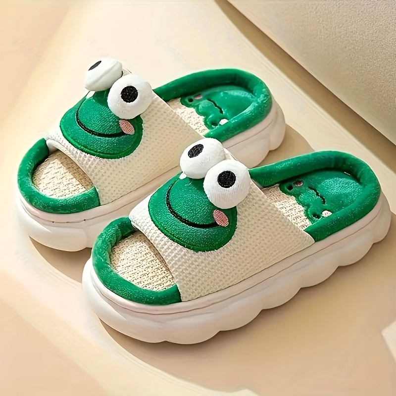 

Unisex Adorable Cartoon Pattern Open Toe Breathable Slippers, Comfy Non Slip Casual Durable Slides For Men & Women