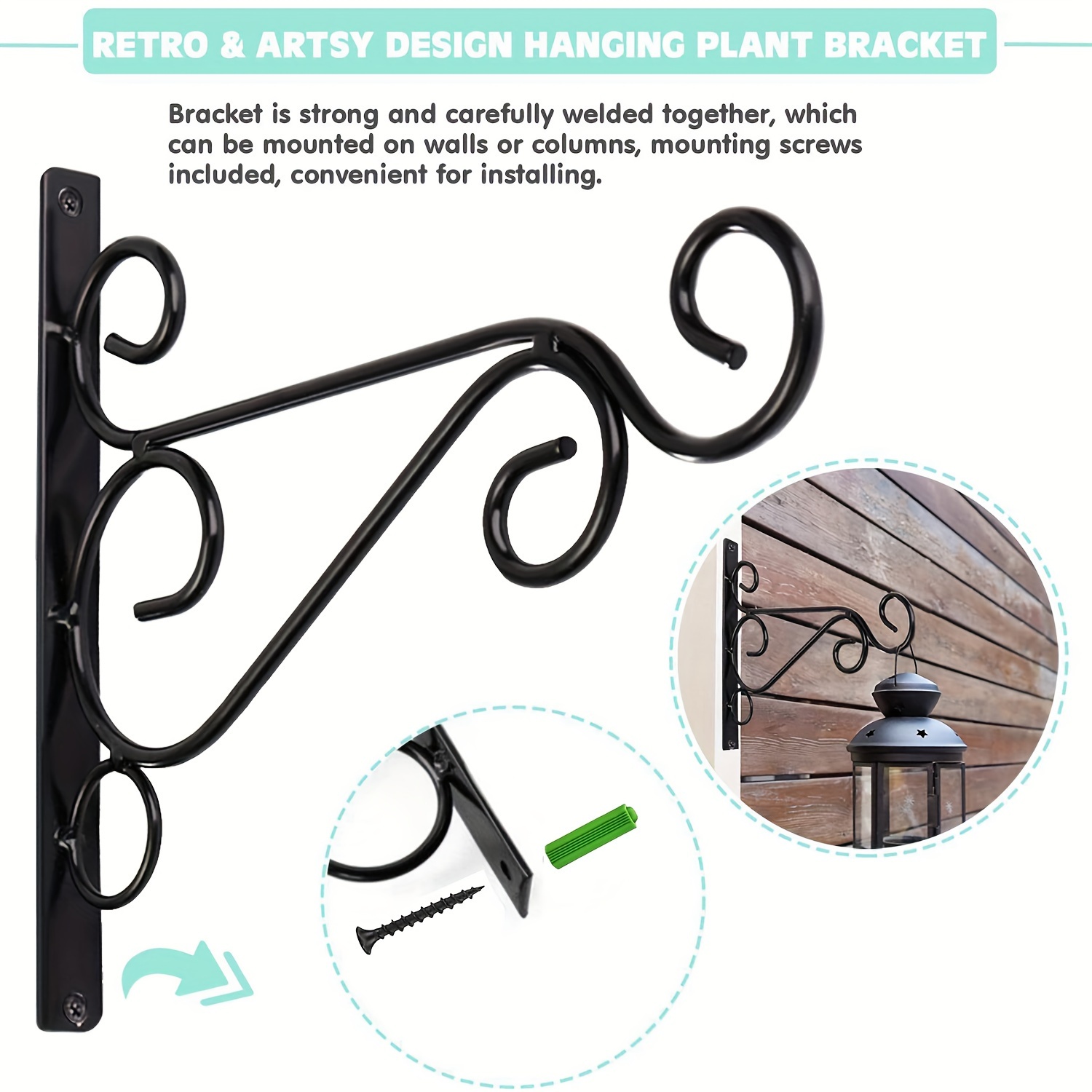 Staffa Per Piante Sospese In Ferro - Dorata, 25x21cm, Per Balconi E Giardino, Con Viti Incluse - Foto 10