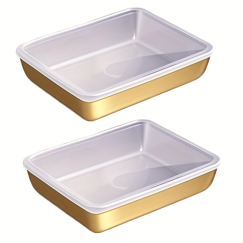 TEMU 1/2 Set Of Golden Stainless Steel Food Storage Containers, Reusable And Stackable, Durable Airtight Kitchen Fruit, Meat, Vegetable Storage