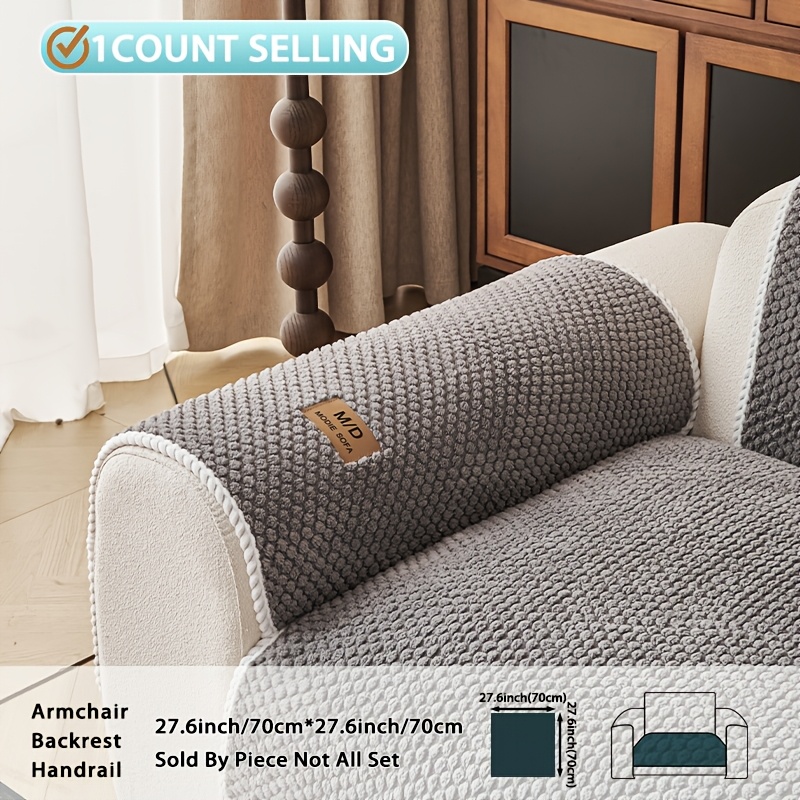 TEMU 1pc Plush Sofa Cushion Universal Sofa Cover Bohemian Style Sofa Cover Winter Warm Sofa Fabric Cover Cat And Dog Pad Home Protective Cover Home