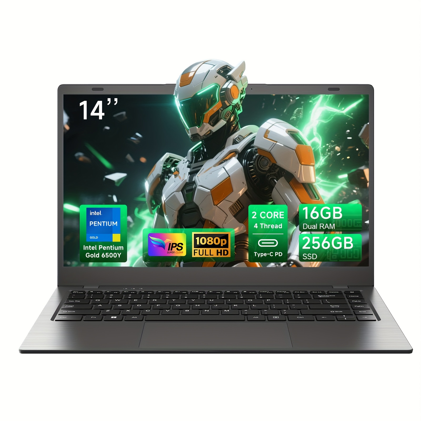   laptop gaming ultrafino de 14 pulgadas , equipado con procesador   6500y, pantalla ips de 1920 * 1080 y reproducción 4k     de bits  , 8gb de  , 256gb ssd, carga type-c pd * 1, elección ideal para  , estudio y entretenimiento, regalo   de navidad para