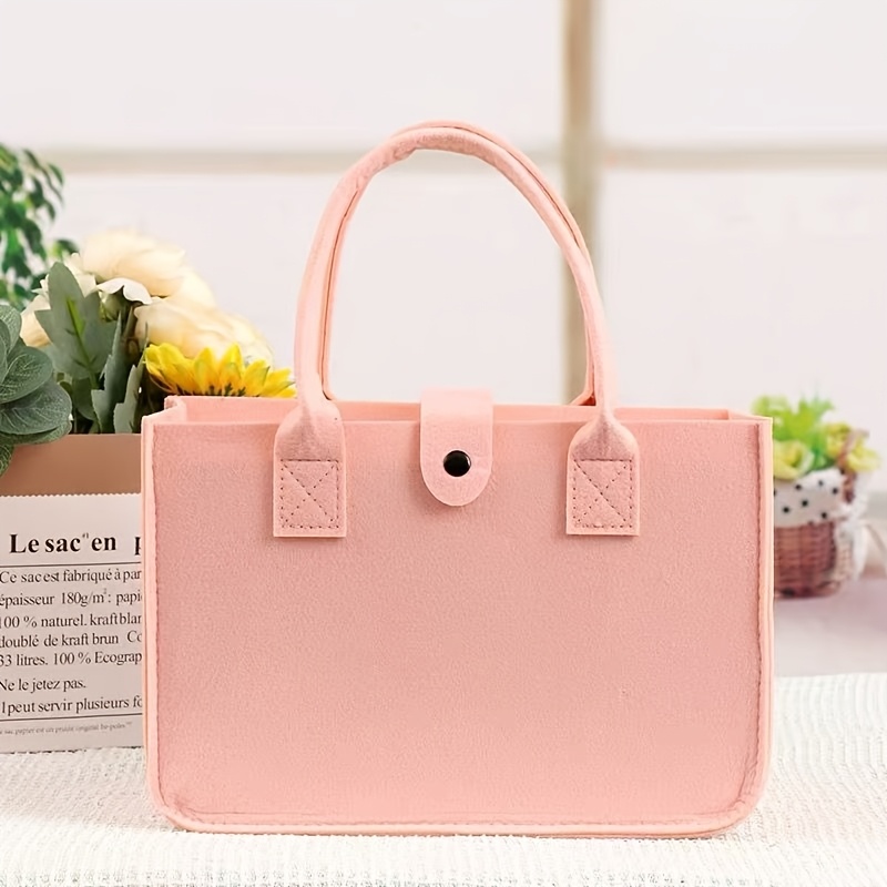 Large Capacity Felt Tote Bag With Sturdy Handles, Foldable Storage Bag, Durable And Portable, Easy To Clean, For Shopping, Camping, Storage, Travel, Stylish Handbag