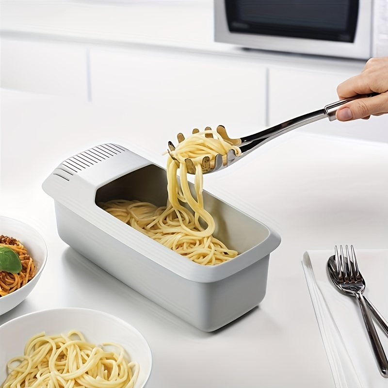 microwave pasta cooker with strainer heat resistant easy clean plastic noodle steamer for quick meals essential kitchen gadget for apartments dorms details 1