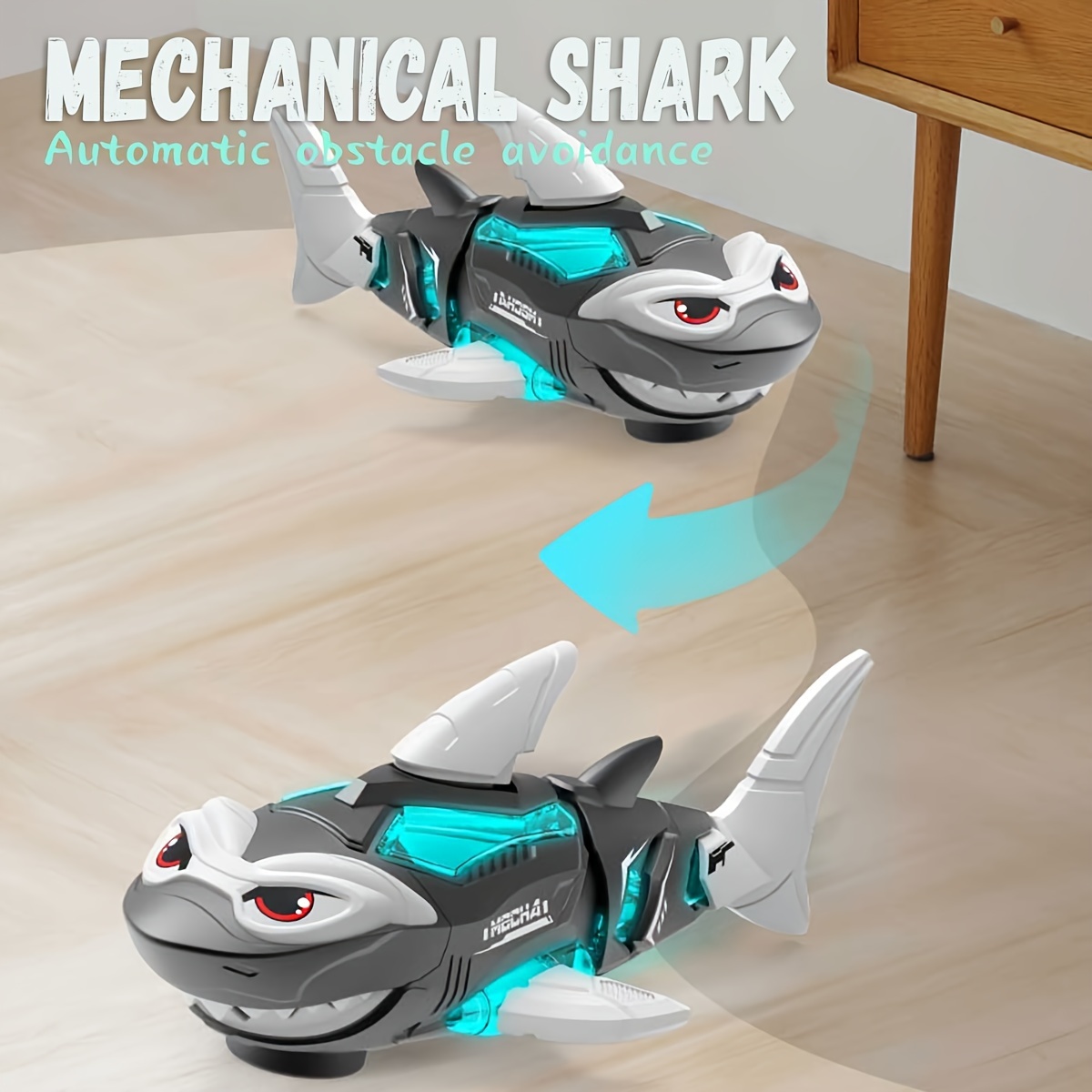 maskred Electric Shark Toy Simulation Electric Land Walking Shark Toy with  Light Music Universal Mobile Toy with Light Projection Blue 