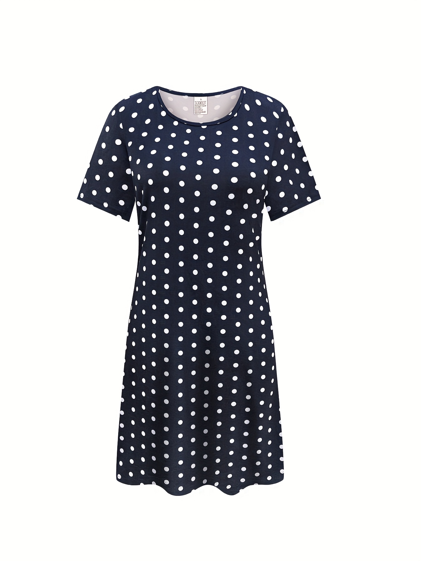 women's navy blue white polka dot a line midi dress Temu United