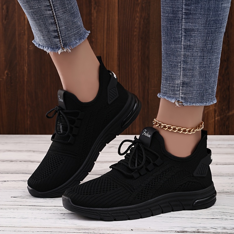 Image of Women's Lightweight Slip-on Sneakers - Breathable Solid Mesh Upper, Soft Pvc Sole, Adjustable Lace-up, Low-top Casual Athletic Shoes, Casual Sneakers | Breathable Mesh Shoes | , Women Shoes