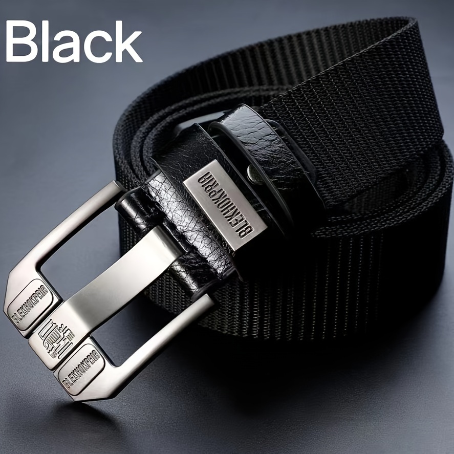 Adjustable Nylon Belt with Square Buckle for Men