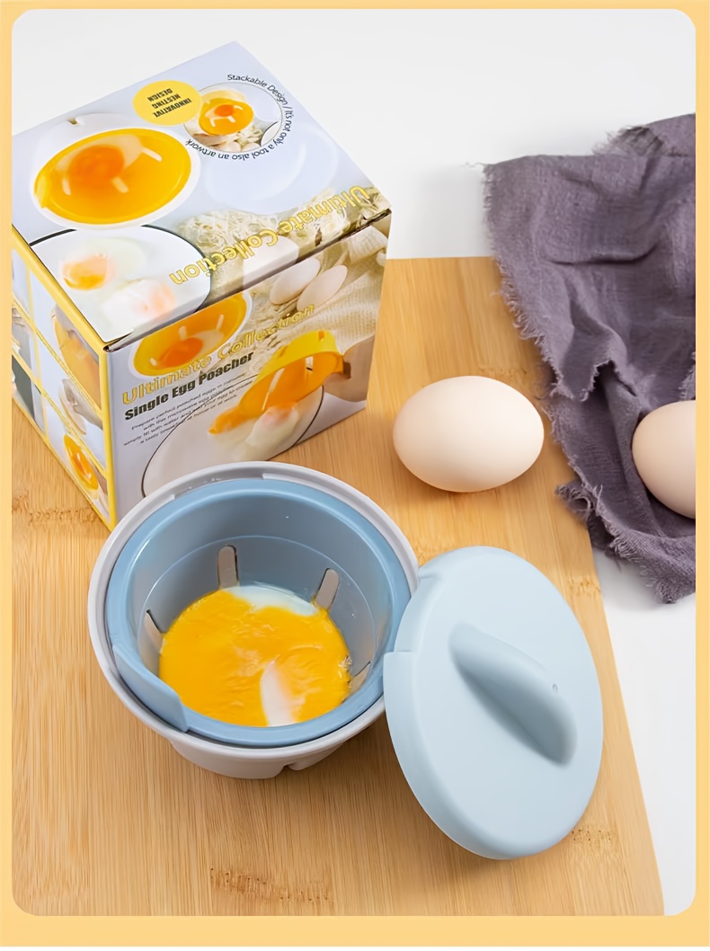 portable single cup plastic egg mold with lid heat resistant microwave egg poacher maker multi ply material breakfast kitchen gadget details 3