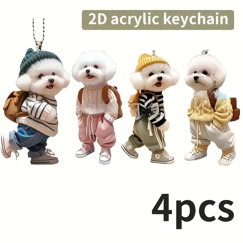 

4pcs Boho Style Acrylic Cartoon , Cute Statues, Ideal For Gifts And Christmas Tree Decor, Hanging Ornaments Without Electricity