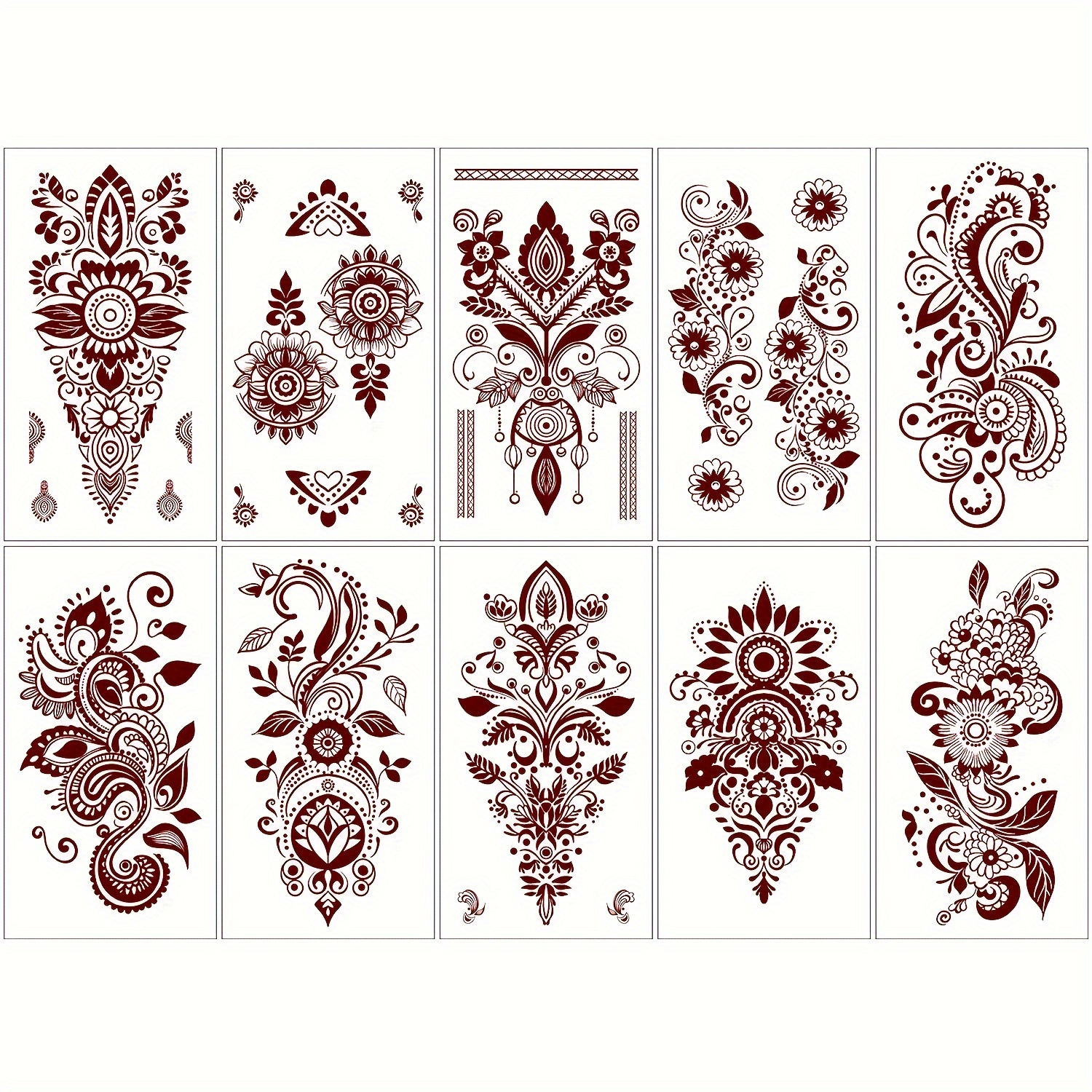 Image of Red Lace Floral Temporary Tattoos For Women, Stylish Floral Hand Tattoos, Waterproof And Long-lasting Body Art Tattoos, Perfect For Weddings And Parties