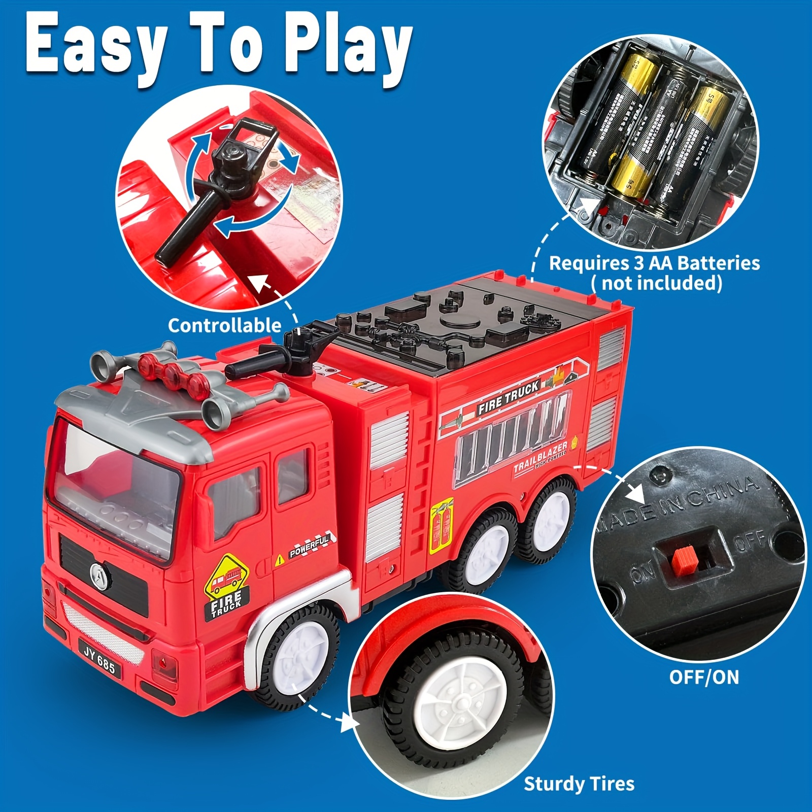 Children's Outdoor Furniture Fire Engine Model Toys With Sound 4D Light Show Universal Wheels Sliding Indoor Outdoor Toys Suitable For 3+4 5 6 7 8 Boys And Girls Birthday Gift Holiday Gift
