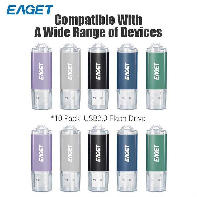 

EAGET 10pcs Clés USB Multicolores 4GB USB 2.0 - Clés Portables pour le Stockage Professionnel, , de Bureau et Scolaire