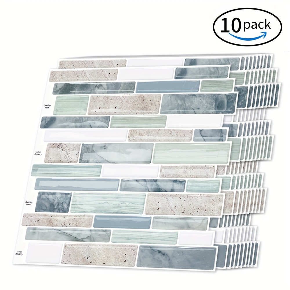 

Backsplash Tiles - 10 Sheets, 12x12 Inch, Self-adhesive Resin Tile Decals For Kitchen & Bathroom