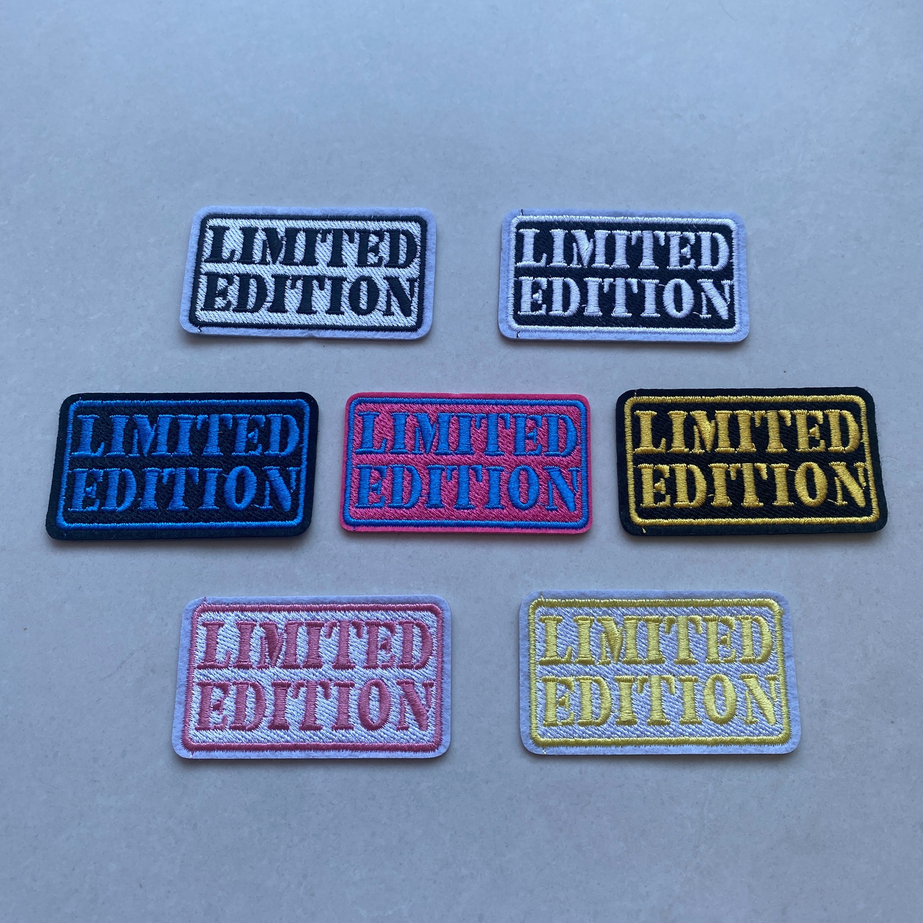 

1pc Embroidered "limited Edition" Patch, Classic Full Stitch Lettering, For Clothing, Backpacks, Sewing & Crafts, Available In Black, Pink, Golden, Yellow, Blue, Purple