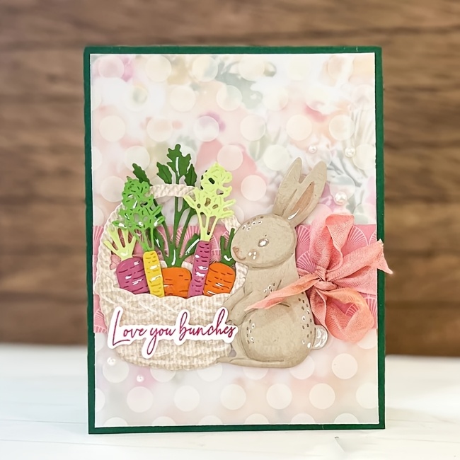 Ostern Kaninchen Stanzschablonen – Scrapbooking Vorlage Für Osterkarten, Aus Kohlenstoffstahl, 1 Stück (ca. 14,8 X 4,3 Cm)