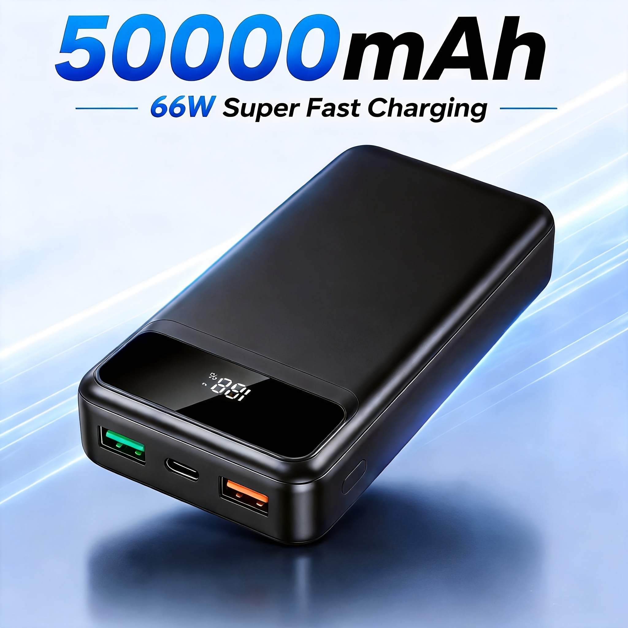 TEMU 50000mah Power Bank, 66w Fast Charging Portable Charger, High Capacity Battery Pack For Phone, Mobile Phone, Tablet, Gaming, Travel, Camping,