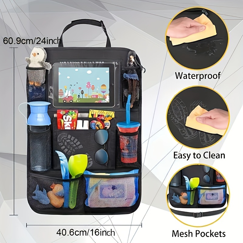 1pc motors seat backrest storage bag with cup holder and foot mat travel convenient car storage bag details 0