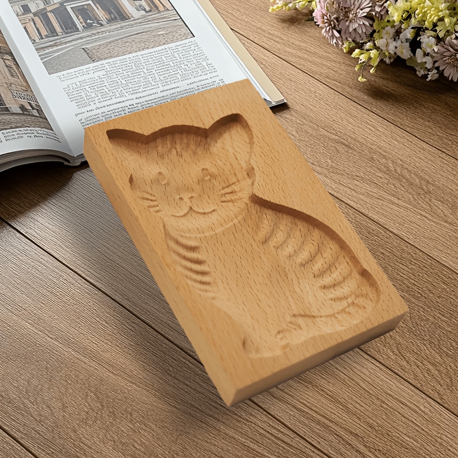 Cat-shaped Cookie Cutter, Embossed Baking Stamp, Reusable Wooden Tool For , Pastries, Cat Lovers, And Holiday Homemade Baking