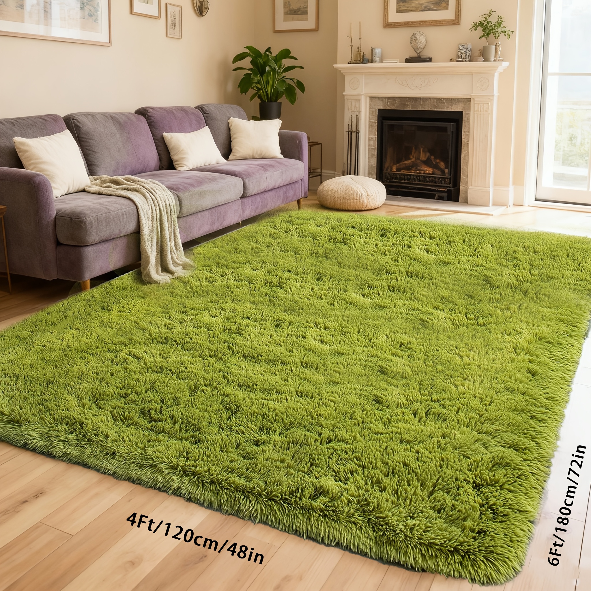 TEMU Soft Black Rugs For Bedroom Living Room, 4x6 Feet Modern Indoor Fluffy Shaggy Area Rug, Non-slip Fuzzy Furry Rug For Bedroom, Dining Room,