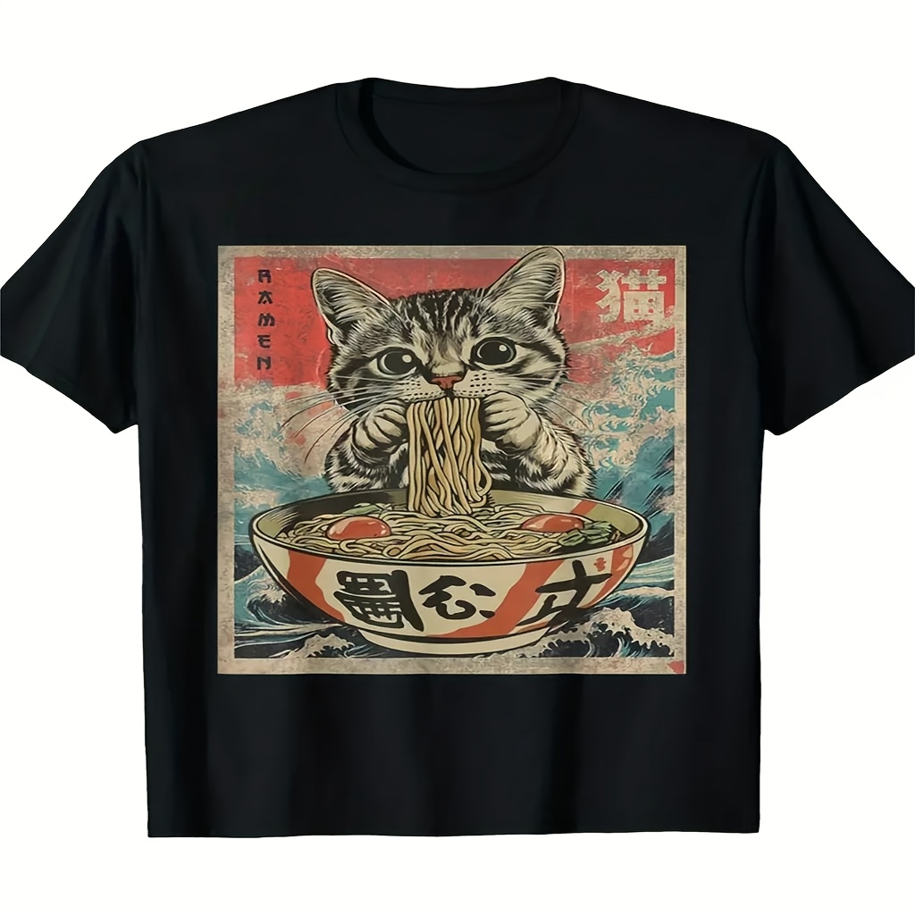 

Kawaii Anime Graphic T-shirt, 100% Cotton, Casual Crew Neck Tee, Medium Stretch Knit Fabric, Regular Fit, With Printed Design For Adults, Summer Wear