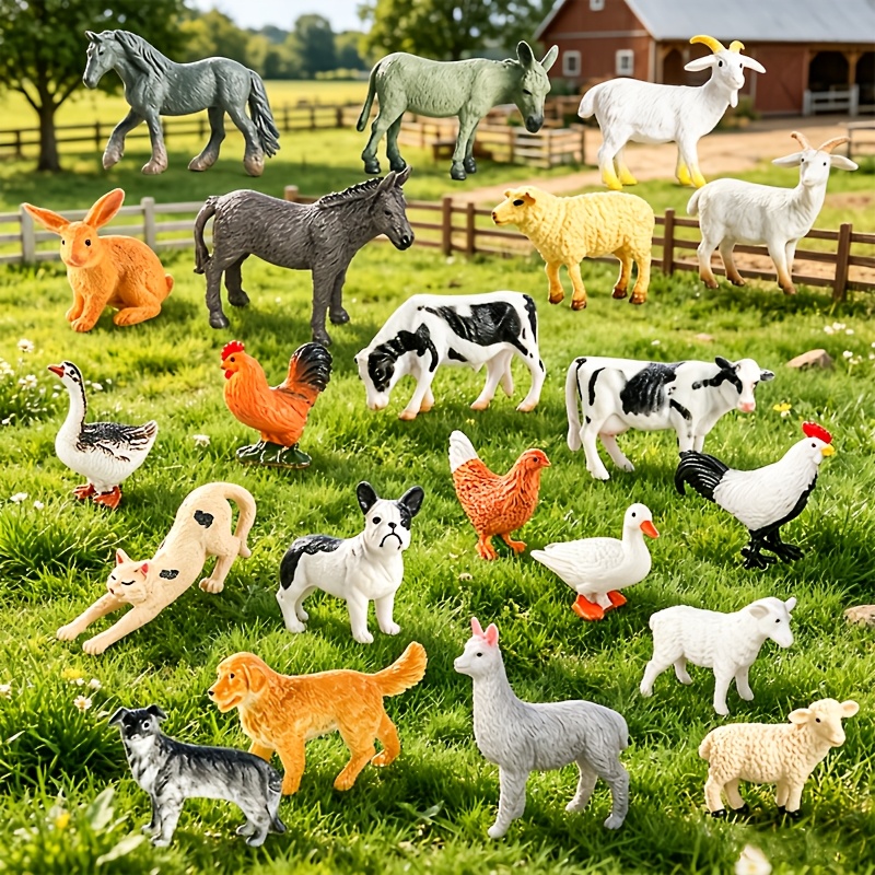 21pcs Mini Farm Animal Model Set