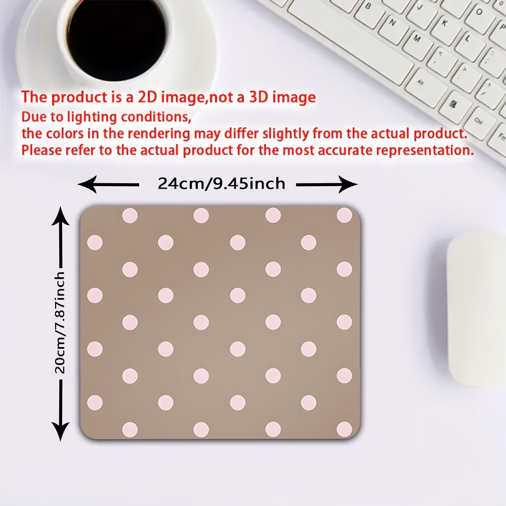 TEMU 2d Taupe White Dot Rubber Mouse Pad, Non-slip Base, Suitable For Office, Study And Gaming, Portable And Durable, Desk Mat