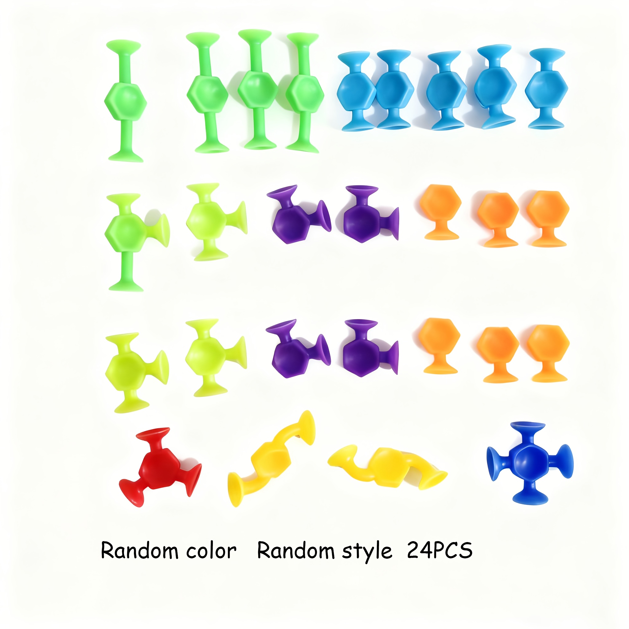 Image of 24 Suction Cup Sensory Toys, Soft Textured Sensory Window Building Toys, Scientific Intelligence Games To Hand And Brain , Halloween And Christmas Gifts. Color Random