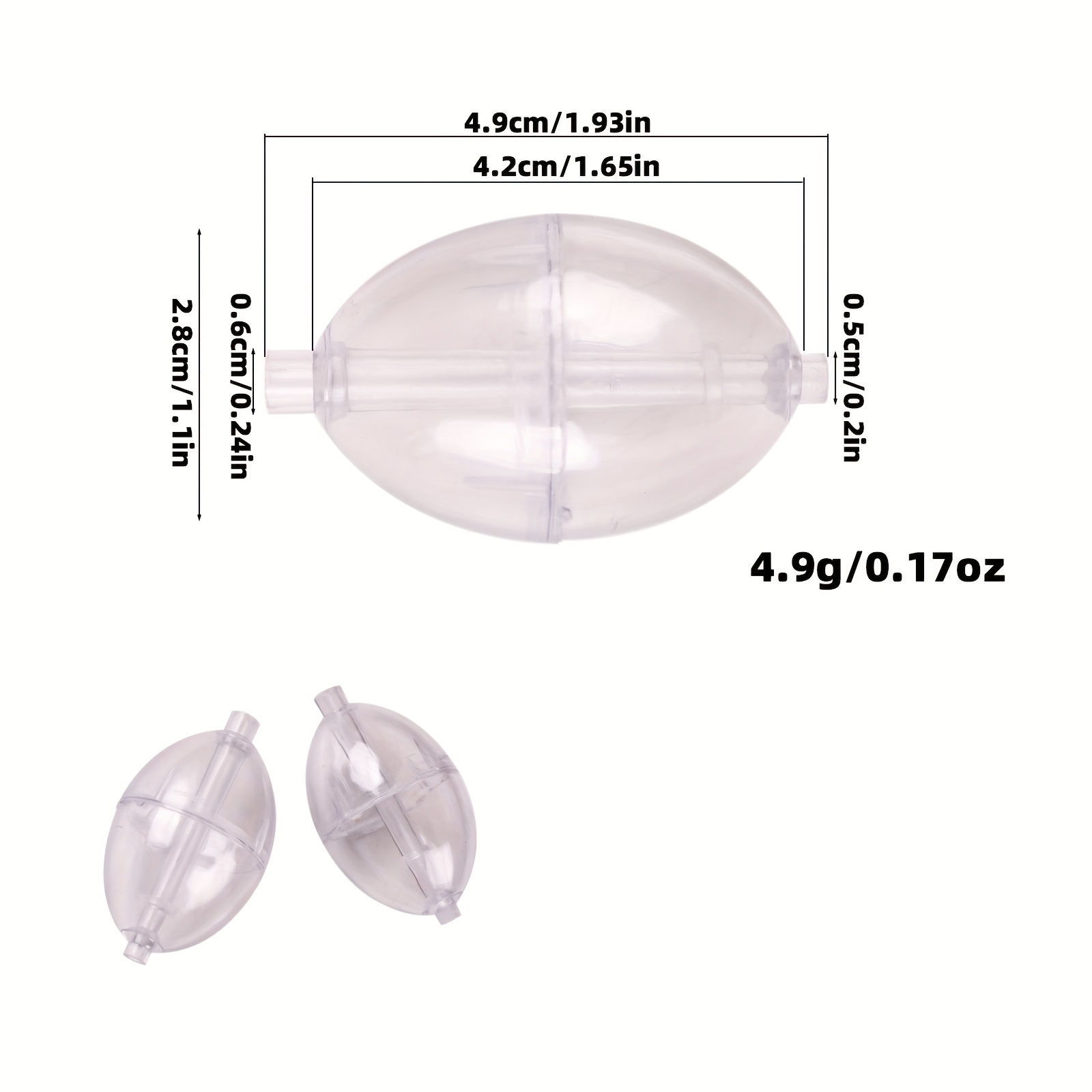 10pcs Bubble Casting Oval Float Water Filled Fishing Bobber Clear